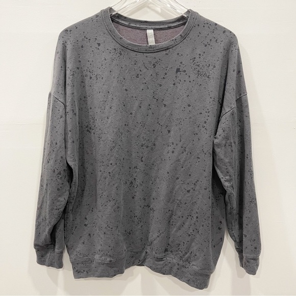 Athleta Studio To Street Print Splatter Sweathirt Grey Large - Picture 1 of 8